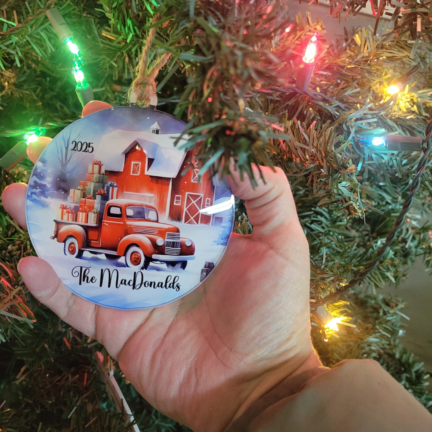 Personalized Red Truck Ornament
