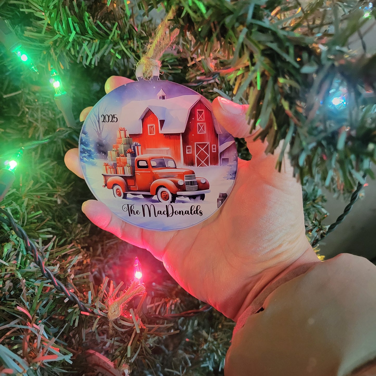 Personalized Red Truck Ornament