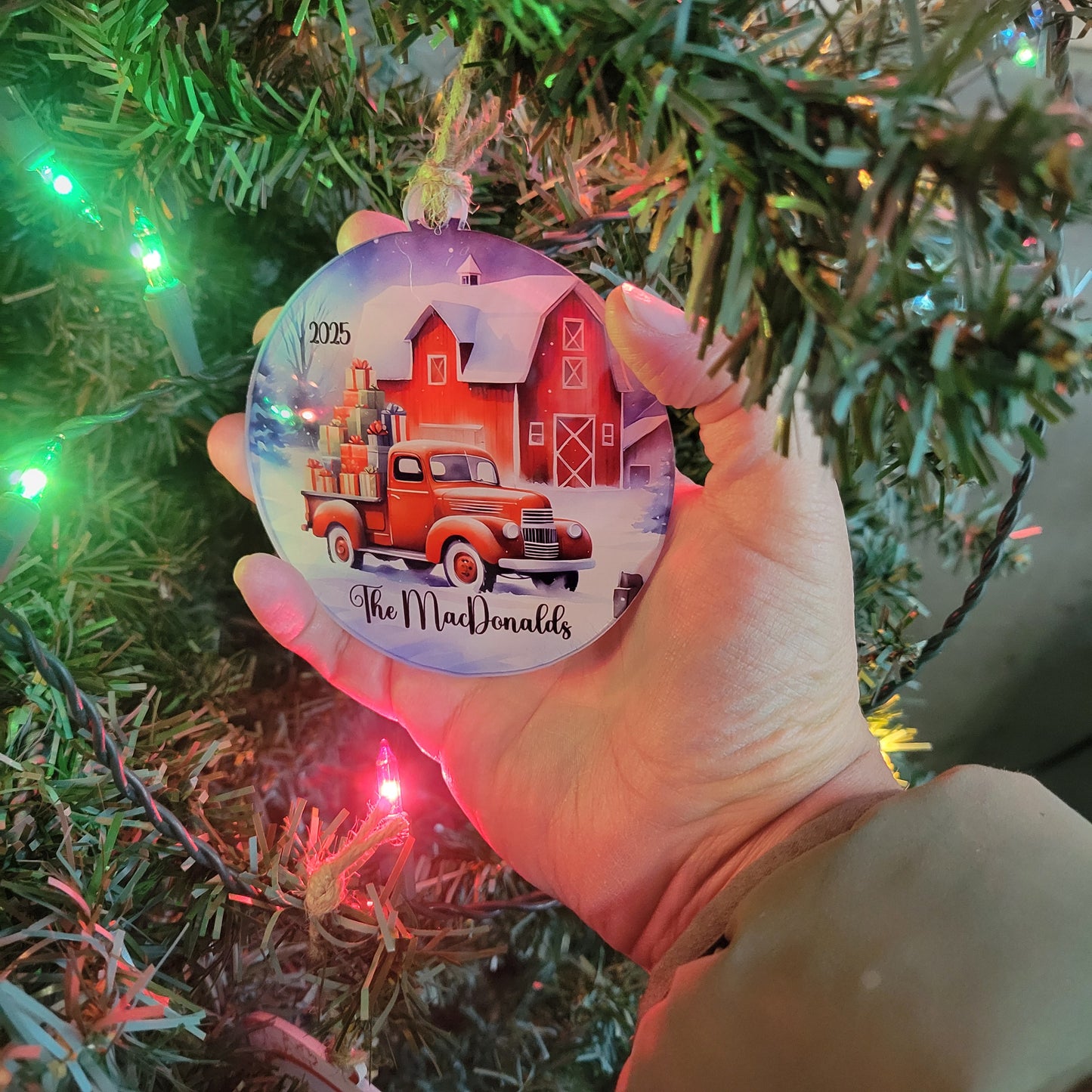 Personalized Red Truck Ornament